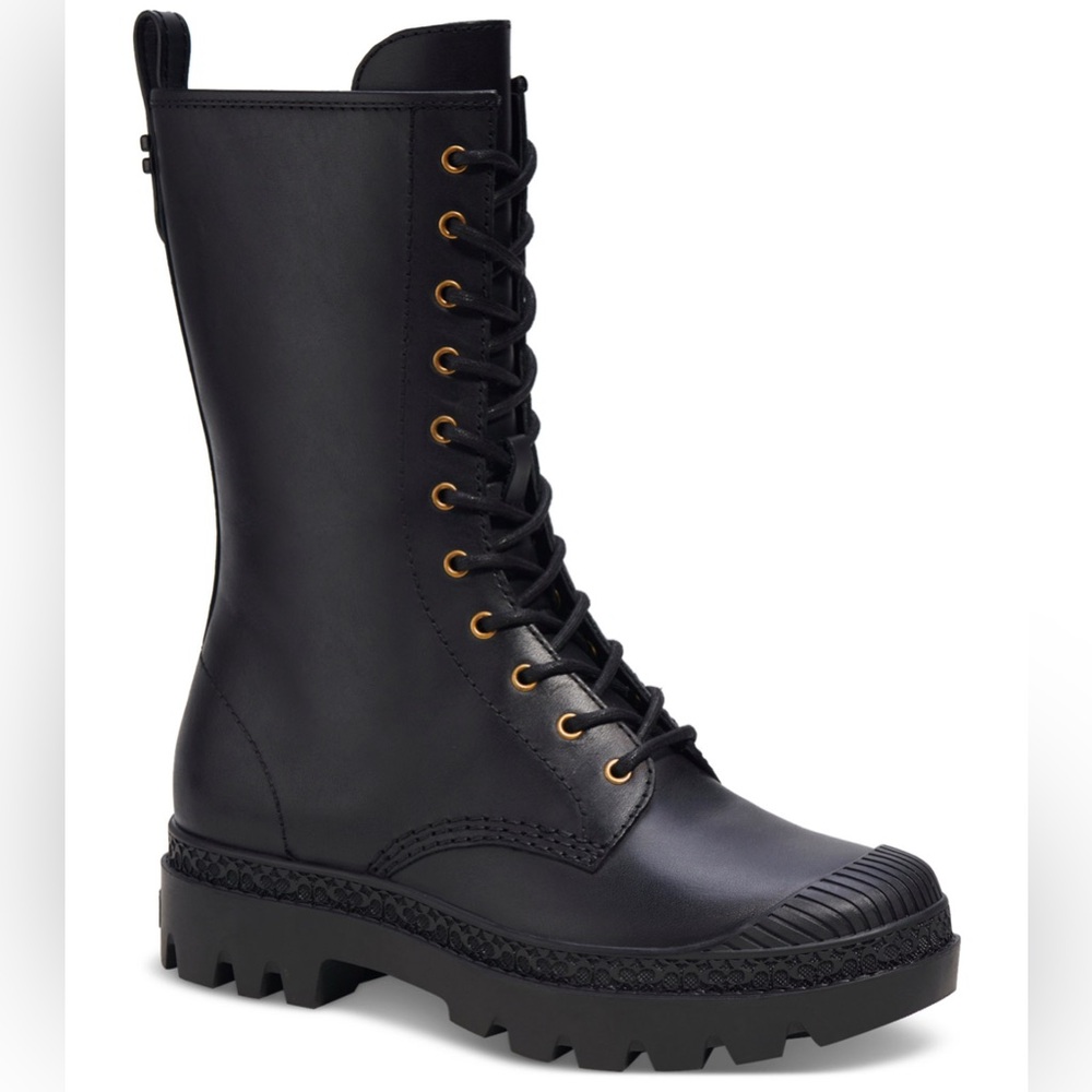 COACH - Women's Tasha Lace Up Lug Sole Tall Combat Boots